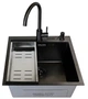 Мойка из нержавеющей стали AQUAMILL 5050 с PVD покрытием черная decor + смеситель + дозатор + решетка + сифон - изображение 5