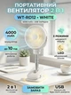 Портативный мини вентилятор настольный телескопический 2 в 1 с ночником WT-RD12 White аккумулятор 4000mAh USB зарядка 3 скорости бесшумный складной для дома офиса путешествий отключения электроэнергии - изображение 1