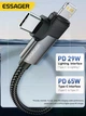 Кабель ESSAGER USB Type-C – Type-C + Lightning 2в1 1м 65W PD швидка зарядка, кутовий, нейлоновий, 480Mbps - зображення 2