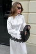 Сатиновая Кофта С Кружевом Женская Однотонная Белая Базовая Oversize (389377) - изображение 3