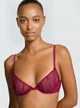 Комплект білизни Victoria's Secret Sheer Shine Unlined Low-Cut Demi Bra - 34C - XS - Бордо - зображення 3