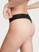 Хлопковые трусики Victoria's Secret Cotton Shine Patch Thong Panty - L - Черный - изображение 2