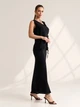 Льняной костюм двойка с длинной юбкой офисный Old Money ISSA PLUS 15656 L черный (issa2007682816576) - изображение 2