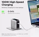 Зарядний пристрій UGREEN Nexode Pro 100W GaN USB C, 5-портів Fast Charger та інтелектуальним дисплеєм QC4.0 PD 3.0 - зображення 4