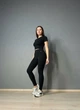 Лосины женские Fashion 7016-2 пуш ап с высокой талией дайвинг с надписью L черные - изображение 2