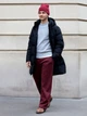 Брюки женские Uniqlo 195450001 2XL Бордовые (1159859778) - изображение 4