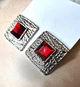 Сережки Стильна акцентна біжутерія jewelry Сріблястий червоний - зображення 6