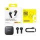 Навушники Baseus Bowie E16 TWS Wireless Bluetooth 5.3, вкладиші, з мікрофоном, IPX4, 13 мм драйвери, до 30 год роботи, чорні - зображення 3