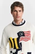 Чоловічий білий светр FLAG INTARSIA COTTON C-NECK Gant L 8040220 - изображение 4