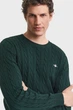 Чоловічий темно-зелений джемпер COTTON CABLE C-NECK Gant L 8050601 - изображение 4