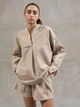 Летний женский костюм из натуральной ткани (рубашка + шорты) легкий oversize повседневный комплект для дома и прогулок Leglo - M Almond - изображение 3