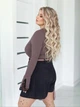 Женский лонгслив рубчик с кружевом Fashion 50/52 мокко - изображение 2