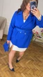 Женский пиджак с поясом синий 52-54 а880.040 - изображение 2