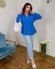 Стильна сорочка жіноча приталена з зав'язками 56-58 синя - зображення 6