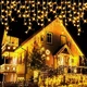 Новогодняя праздничная гирлянда бахрома 120 Led прозрачный провод 3х0.5 м Холодный белый - изображение 20