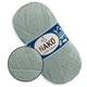 Nako Mohair Delicate, Серо-мятный №10023 - пряжа Мохер Деликат 100 г / 500 м, 85% акрил, 10% шерсть, 5% мохер, тонкая, для шалей, свитеров и кардиган - изображение 1