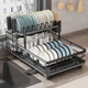 Двухуровневая сушилка для посуды RIAS Multifunctional Bowl Rack стальная с поддоном 42x30x17 см Black (3_08109) - изображение 3