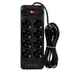 Удлинитель сетевой UA Power F34U, 8 розеток, 4USB, 2Type-C, 6 м, черный - изображение 1