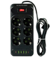 Удлинитель сетевой UA Power F33U, 6 розеток, 4USB, 2Type-C, 6 м, черный - изображение 1