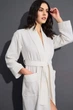 Женский халат вафельный с поясом Nusa 4270, 3XL, Кремовый - изображение 4