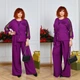 Костюм женский (туника и брюки-палаццо) ткань креп-стрейч сиреневого цвета размер 60-62 - изображение 5