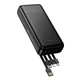 УМБ Павербанк HOCO J163A 20000 mAh 2USB/Type-C Портативний зовнішній акумулятор Power Bank із вбудованими кабелями USB/Micro/Type-C/Lightning Black - зображення 3