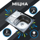 Мийка кухонна Vivia 60×60см накладна раковина нержавіюча сталь з переливом квадратна для кухні дому дачі - зображення 7