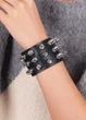 Шипований браслет екошкіра панк готика чорний - зображення 2