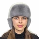 Шапка норковая Меховой Стиль Комбинированная Ушанка 54-60 Белый с сапфиром (058/O/1) - изображение 8