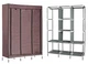 Складна каркасна тканинна шафа Storage Wardrobe 88130, шафа на три секції 130*45*175 см, розбірна для гардеробу, коричнева - зображення 5