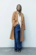 Пальто жіноче Zara розмір XS бежеве двобортне довге - зображення 1