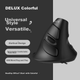 Эргономичная вертикальная мышь Delux M618XU, бесшумная проводная офисная компьютерная мышь, портативная со съемной подставкой для запястья, совместима с ноутбуками HP, ASUS, Lenovo, черная. - изображение 1