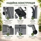 Садовая качель 4P Garden Comfort четырёхместная, 230 см, раскладная, с подушками и подстаканниками, Темно-серая - изображение 4
