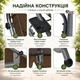 Садова гойдалка 4P Garden Comfort чотиримісна, 230 см, розкладна, з подушками та підстаканниками, Коричнева - зображення 4