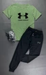 Спортивний костюм Under Armour футболка + штани чорний з зеленим XL 4216 - зображення 1