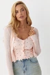 Ажурный кардиган в комплекте с майкой Lurex Пудровый One Size (8182) - изображение 4