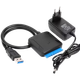 Перехідник USB - SATA для жорстких дисків 2.5" та 3.5" з блоком живлення 77336 - изображение 1