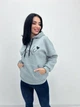 Тепла жіноча кофта худі з капюшоном на флісі спортивна толстовка з написом Сірий, 42/44 - зображення 4