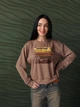 Демисезонная женская кофта свитшот с принтом и длинным рукавом Капучино, 50/52 - изображение 1