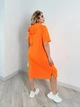 Платье-худи женское из двунитки с капюшоном карманом кенгуру и короткой молнией весенне-летнее G&M k-129603 60-62 Размер цвет оранжевый - изображение 2