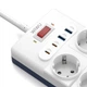 Сетевой удлинитель WIWU Wi-S008 14in1 20W GaN Power Strip 2xType-C 2xUSB 10xAC EU 2m White (6977703656268) - изображение 3