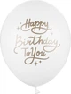 Balony PartyDeco Pastel Pure Happy Birthday To You 30 cm Białe 50 szt (5900779180185) - obraz 1