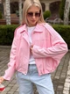 Жіночий бомбер з вельвету з підкладкою рожевий One Size (42-46) ST725 - изображение 1