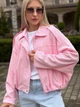 Жіночий бомбер з вельвету з підкладкою рожевий One Size (42-46) ST725 - изображение 6