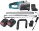 Цепная электропила c шиной 16 дюймов и питанием от 2-х аккумуляторов 36V Chain Saw 1600 Вт Синяя - изображение 1