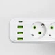 Сетевой фильтр-удлинитель 3 розетки 3xUSB-A 1xUSB-C кабель 5 м белый с выключателем 2500 Вт защита от перегрузки для дома офиса компьютера телевизора смартфона зарядка Yiwu - изображение 3