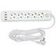 Мережевий фільтр-подовжувач 5 розеток 3xUSB-A 1xUSB-C кабель 5 м білий з вимикачем захист від перевантаження для дому офісу комп'ютера телевізора ПК смартфону зарядка Yiwu - зображення 2