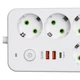 Мережевий фільтр-подовжувач 4 розетки 2xUSB-A 1xUSB-C кабель 5 м білий з вимикачем захист від перевантаження для дому офісу комп'ютера телевізора ПК смартфону зарядка Yiwu - зображення 4