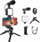 Набор блогера 4 в 1 для съемки видео фото стриминга видеоблога тикток Video Making Kit AY-49 микрофон подсветка трипод держатель смартфона Bluetooth кнопка универсальный комплект для YouTube Instagram записи звука освещения стабилизации - изображение 3