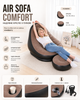 Кресло надувное с пуфом велюровое для отдыха дома дачи балкона Portable Air Sofa Comfort комплект мягкое складное эргономичное со спинкой подлокотниками подстаканник водонепроницаемый материал размеры 116x98x83 и 62x62x31 см насос в комплекте - изображение 1
